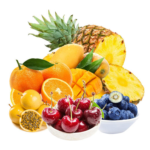 【车厘子3月底恢复产季】（分多包裹发货）水果组合（智利车厘子+智利蓝莓+赣南脐橙+百香果+菲律宾凤梨+水仙芒）【LKCJ1.5】 商品图0