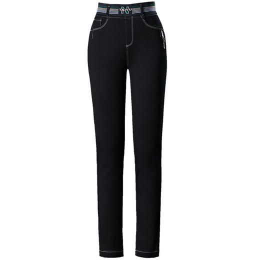 【兰伊】松紧妈妈牛仔裤2022年秋冬新款高腰宽松弹力中老年加绒直筒裤子女 商品图4