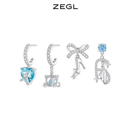 ZEGL设计师冰凝城堡系列蝴蝶结爱心耳环女设计感耳钉银针秋冬耳饰 商品图0