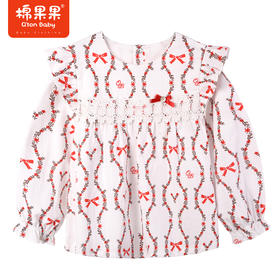 棉果果商场同款春季新品女童印花套头衬衣小碎花田园风百搭小清新裙式上衣M122150223061