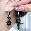 JU-FE-316秋冬新款黑珍珠耳环文艺复古耳扣银针时尚冷淡风个性小众夸张耳饰 商品缩略图1