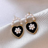 JU-AB-41韩版银针复古珍珠红色爱心耳环女秋冬气质名媛网红耳钉冷淡风耳饰 商品缩略图3