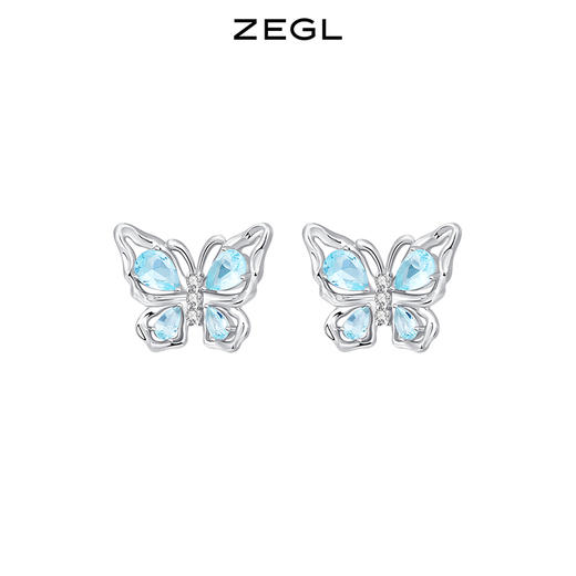 ZEGL设计师冰凝城堡系列蝴蝶耳环女耳钉小众设计感银针夏天耳饰品 商品图0