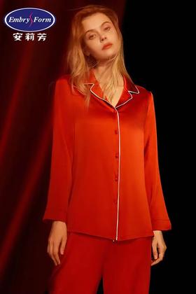 5F EmbryForm安莉芳桑蚕丝撞色小翻领家居套装