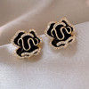 JU-AB-31黑色山茶花复古耳环温柔气质感耳钉简约百搭满钻耳坠耳饰 商品缩略图2