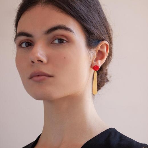 北京仓｜Joidart-MIRÓ-红金 珐琅 长耳环［西班牙设计师］ 商品图3