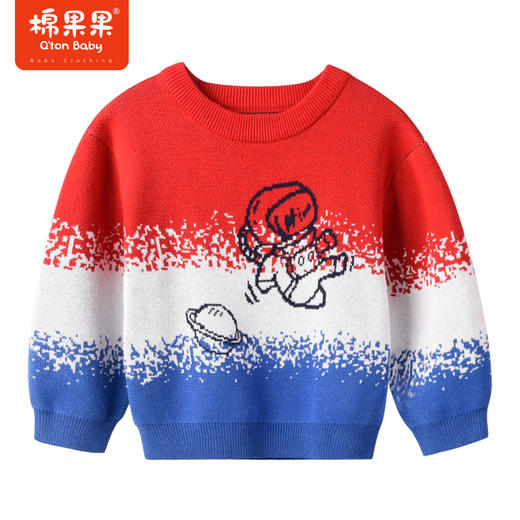 棉果果商场同款春季新品男童拼色三色圆领套头棉线衣时尚复古毛衣纯棉舒适M112160223004 商品图1