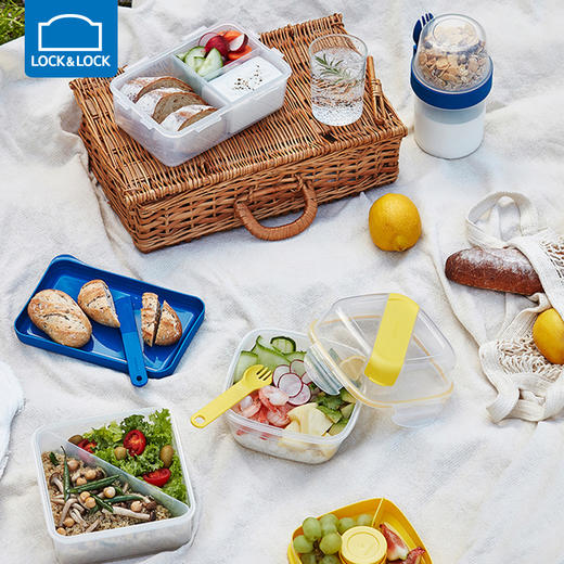 乐扣乐扣新款饭盒保鲜盒塑料分隔便当盒水果便携轻食减脂沙拉盒 商品图3