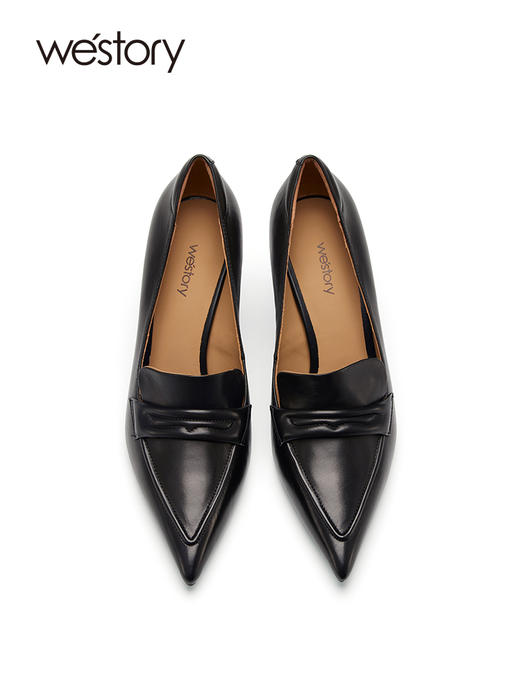 westory2023春新款尖头气质小猫跟设计感小众玛丽珍高跟鞋女55111 商品图3