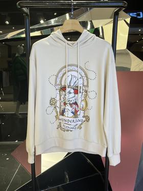 杏色兔子手绘新氧棉卫衣