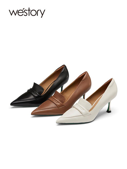 westory2023春新款尖头气质小猫跟设计感小众玛丽珍高跟鞋女55111 商品图0