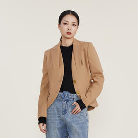 谜底西装外套女2022冬装新款立体剪裁经典通勤修身西服224GW1546