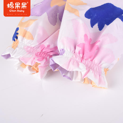 棉果果商场同款春季新品女童带里子外套印花连帽风衣中长款小花边甜美可爱帽子不可拆M122130323043 商品图5