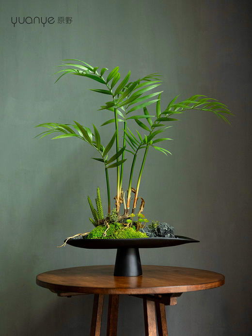 新中式仿真散尾葵叶绿植微景观客厅酒店前台摆设件装饰花仿生青苔 商品图0