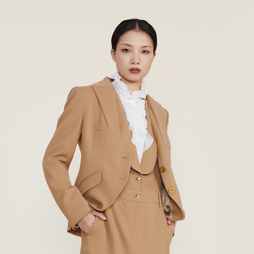 谜底西装外套女2022冬装新款立体剪裁经典通勤修身西服224GW1546 商品图1