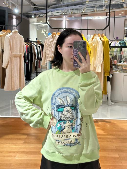 绿色兔子手绘新氧棉卫衣 商品图1