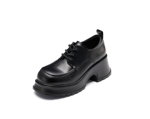 westory23年新款英伦风中性纯色系带厚底真皮小皮鞋显瘦增高55551 商品图1