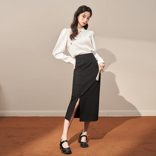 西遇新中式长袖衬衫女新款洋气设计感复古改良旗袍上衣D0130034 商品图1