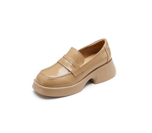 westory23年新款英伦风中性纯色厚底真皮小皮鞋显瘦55661 商品图3