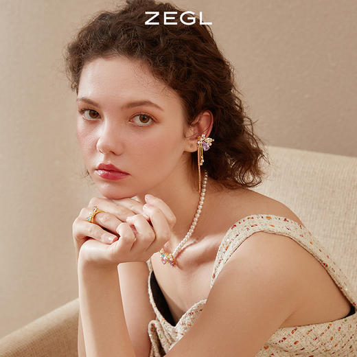 ZEGL设计师彩色蝴蝶流苏耳夹女无耳洞小众设计感高级耳环秋冬耳饰 商品图4