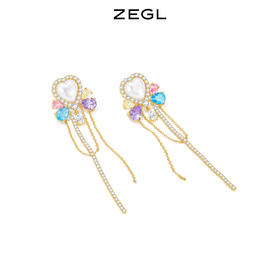 ZEGL设计师彩色爱心流苏耳环女小众设计感高级气质耳钉银针耳饰品