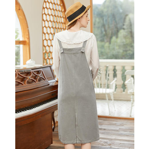 Famecoco范可儿宽松背带裙女春秋款可调节肩带连衣裙纯棉FAB1FE005 商品图3