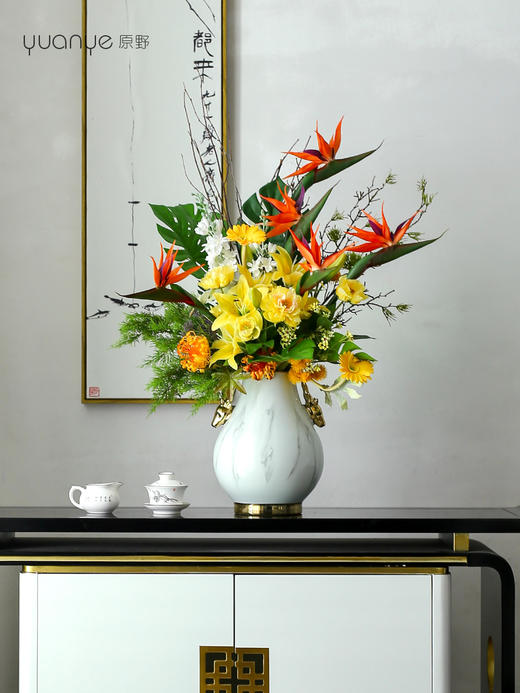 高档轻奢客厅装饰插花餐桌花假花仿真花摆设酒店大堂家居花艺摆件 商品图3