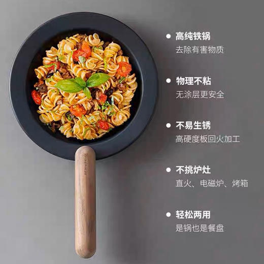 日本进口藤田金属煎锅两用平底飞碟锅可拆卸铁锅胡桃木手柄 商品图1