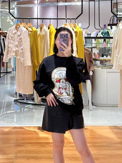 黑色兔子手绘新氧棉卫衣 商品图1