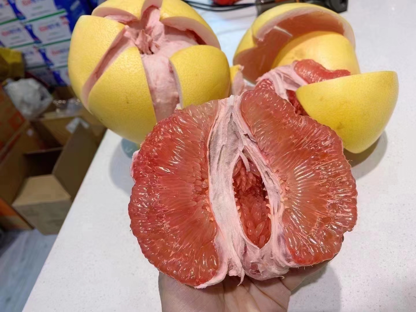 家家柚（三红柚）4枚装，约八斤