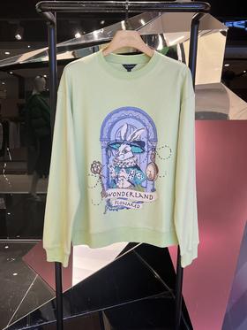 绿色兔子手绘新氧棉卫衣