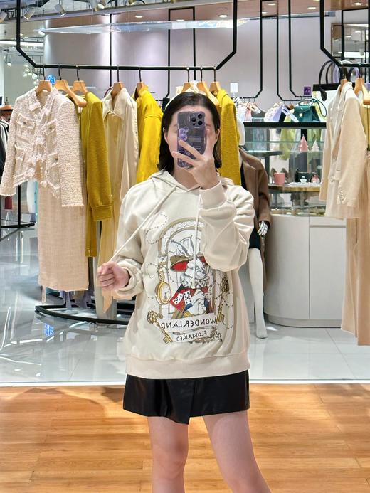 杏色兔子手绘新氧棉卫衣 商品图1