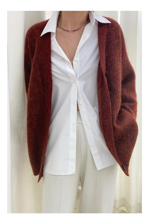 LECRESCENDO | 马海毛毛茸茸开衫 [ 金丝焦糖 ] 商品图5