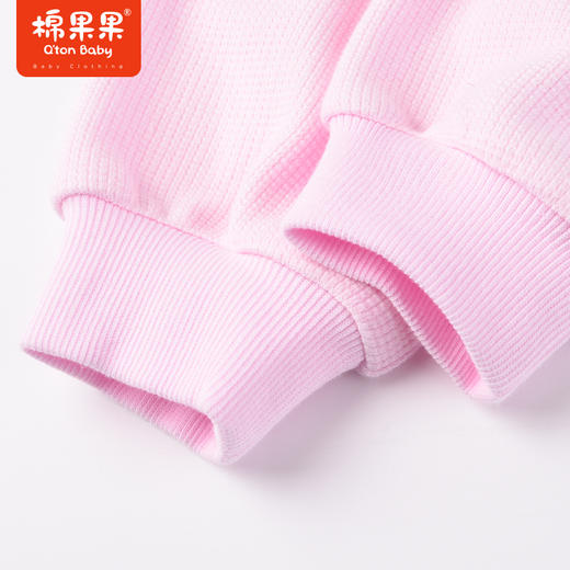 棉果果商场同款春季新品女童甜美华夫格圆领套头卫衣公主粉嫩显白上衣M122180223057 商品图3