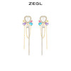ZEGL设计师彩色爱心流苏耳环女小众设计感高级气质耳钉银针耳饰品 商品缩略图1