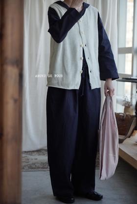 ROBE de PEAU海军领连体裤