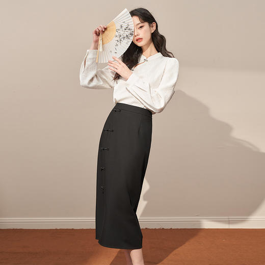 西遇新中式长袖衬衫女新款洋气设计感复古改良旗袍上衣D0130034 商品图4