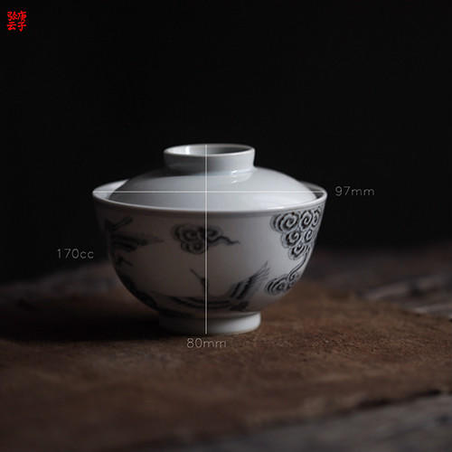 青花云鹤盖碗 商品图0