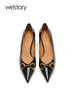 westory2023春新款复古尖头马衔扣高跟鞋名媛气质扁方根单鞋55531 商品缩略图3