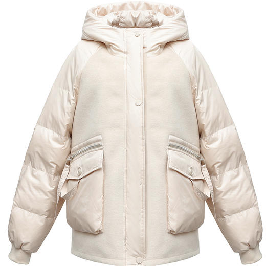 HSY-I22D317-Y冬季新款女装连帽羽绒服宽松休闲白鸭绒保暖羽绒服外套 商品图4