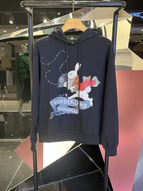 黑色中式兔子手绘双面手感卫衣