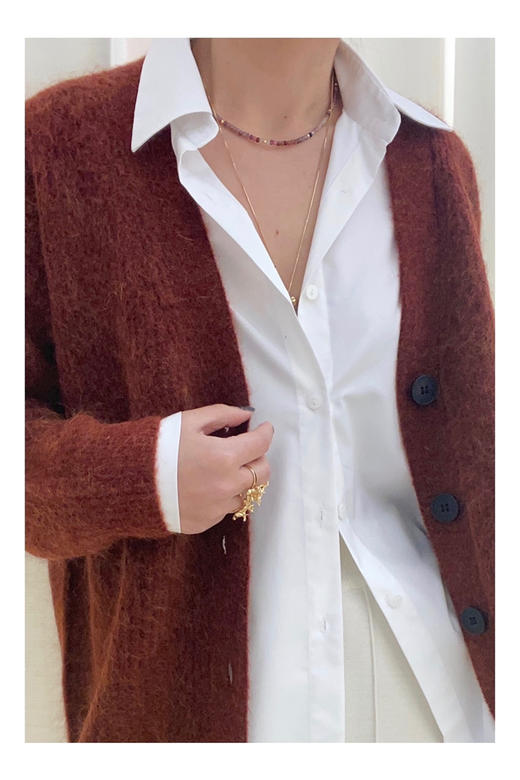 LECRESCENDO | 马海毛毛茸茸开衫 [ 金丝焦糖 ] 商品图6