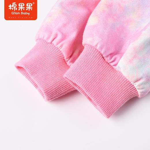 棉果果商场同款春季新品女童扎染时尚圆领套头卫衣粉嫩纯棉舒适柔软M122180223065 商品图7