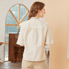 Famecoco范可儿小立领衬衣女春款拼接花边织带衬衫纯棉 商品缩略图1