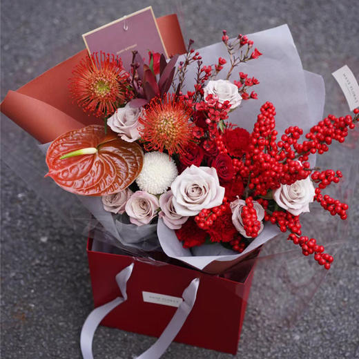 秋收冬藏（红色冬青果新年花束） 商品图0