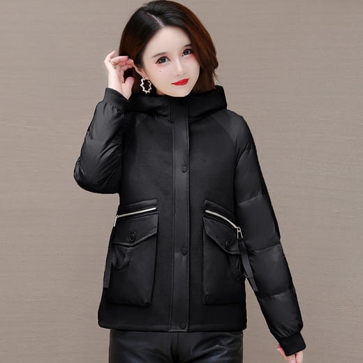 HSY-I22D317-Y冬季新款女装连帽羽绒服宽松休闲白鸭绒保暖羽绒服外套 商品图0