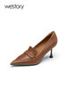 westory2023春新款尖头气质小猫跟设计感小众玛丽珍高跟鞋女55111 商品缩略图2