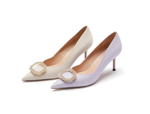 westory23年新款真皮新娘伴娘宴会婚礼气质浅口单鞋女55331 商品图0