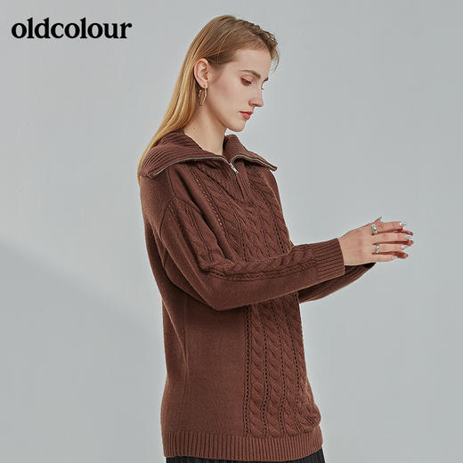 oldcolour2021冬季新款时尚勾花宽松慵懒大领针织羊毛衫N42052218 商品图4
