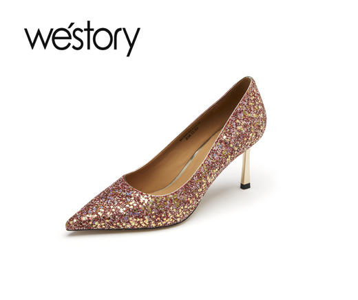 westory2023新款婚鞋新娘鞋满钻尖头细高跟两穿宴会鞋女55101 商品图0